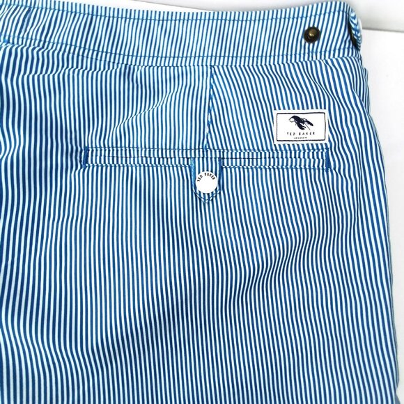 Ted Baker Swim Trunks Mens Blue Stripe Size 7 3XL Purple Lobster Liner New - Picture 6 of 8
